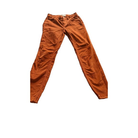 We the Free Rust Orange Corduroy High Waisted Skinny Leg Raw Hem Pants Size 26 - Picture 1 of 9